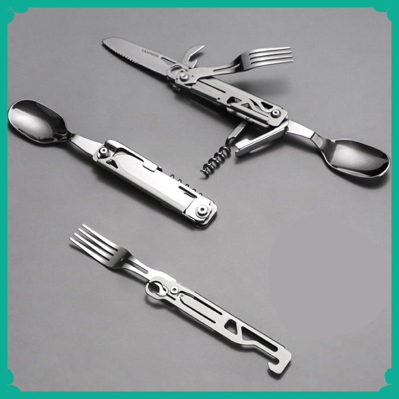 Camping Cooking And Dining Set - Multifunctionele campingvork- en lepelset, draagbaar opvouwbaar
