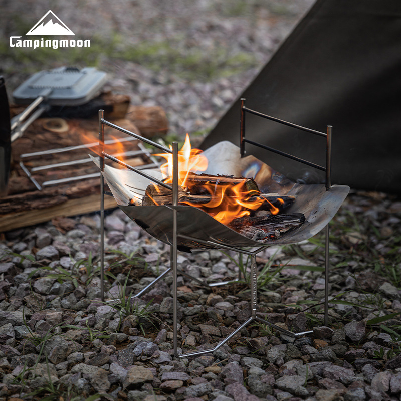 Camping Cooking Grate - A4-Q Draagbare buitenhaard Opvouwbaar vuurrooster Campingbrandhout