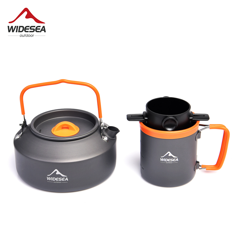 Camping Cooking Set With Kettle - Widesea Camping Koffie Pannenset Outdoor Servies