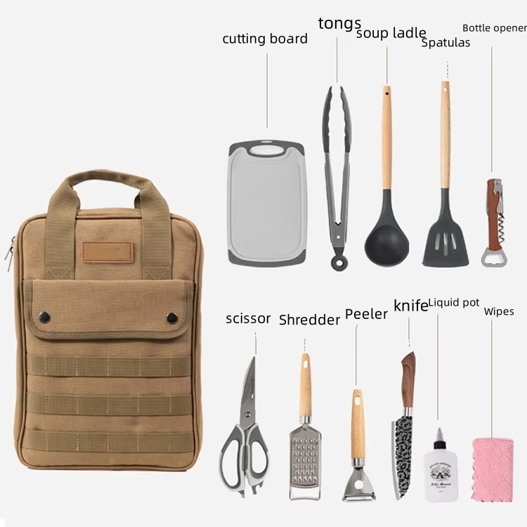 Camping Cooking Utensil Organizer - Camping kookgerei accessoires set, 12-delige draagbare