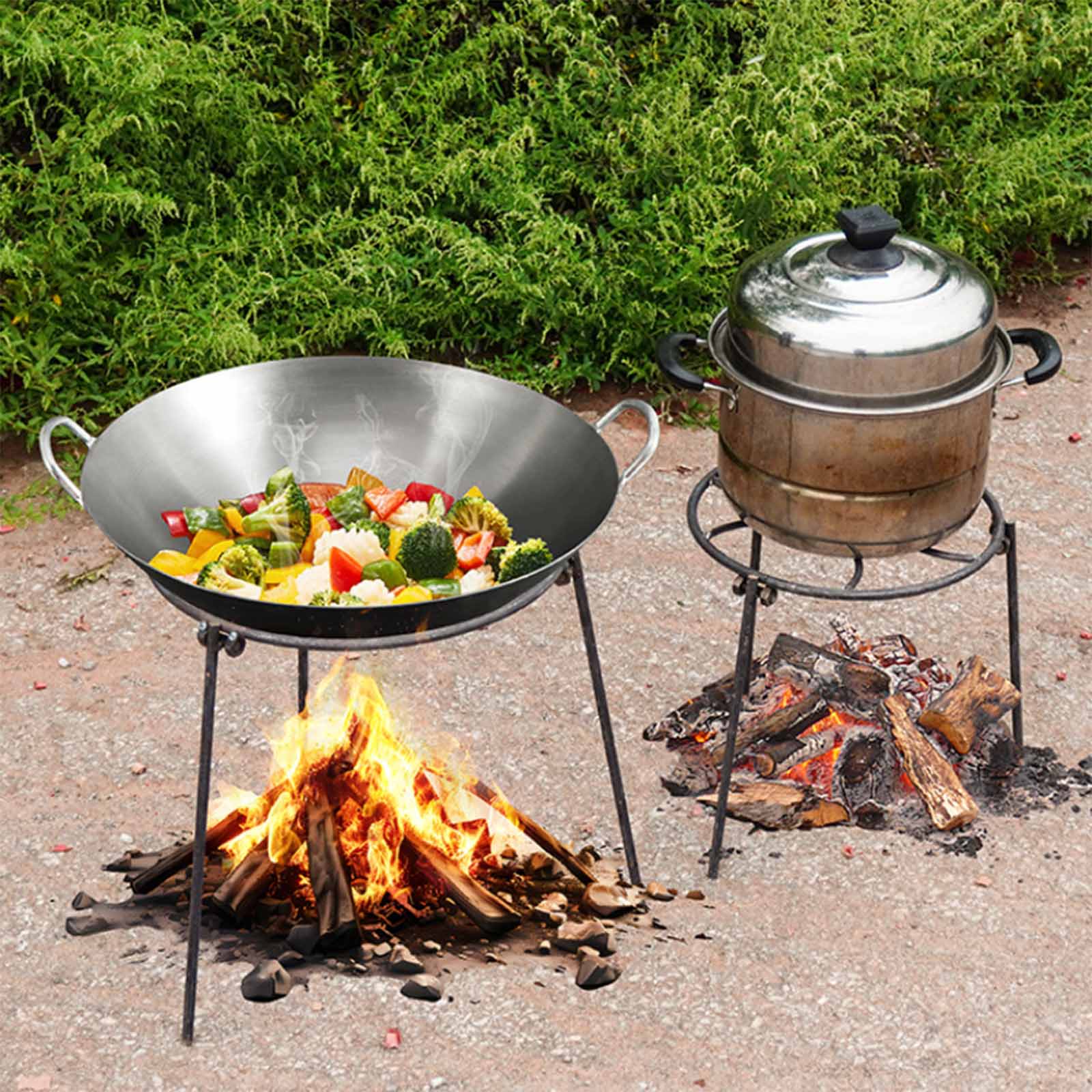 Camping Cooking Pot Tripod - Kampvuurstatief Opvouwbare grillstandaard Draagbare pannenhouder Kookaccessoire