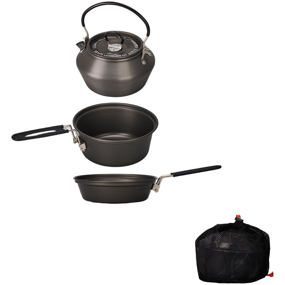 Camping Cooking Kettle - Lichtgewicht campingkookgerei van aluminiumlegering, 3-delige pot