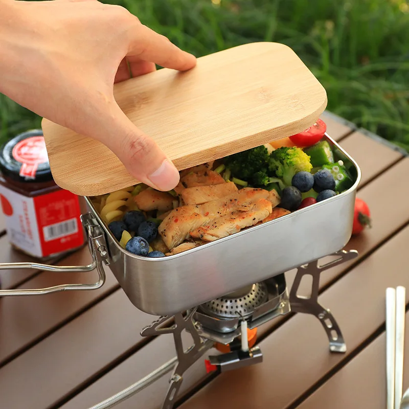 Camping Cooking Container - Lunchbox van roestvrij staal 304, draagbare