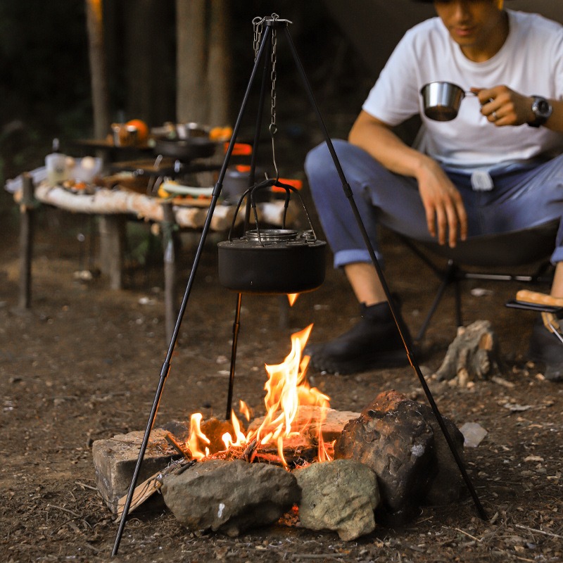 Camping Cooking Pot Tripod - Draagbaar Buiten Kookstatief Driehoekige Steun Aluminiumlegering