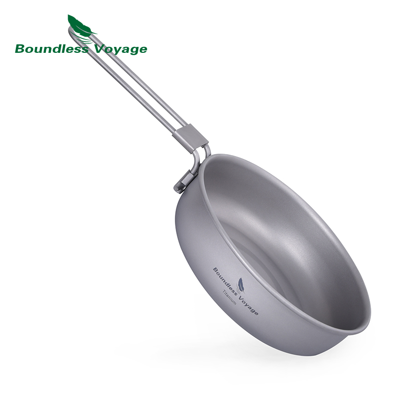 Camping Cooking Wok - Grenzeloze Voyage Ultralichte Titanium Koekenpan Met