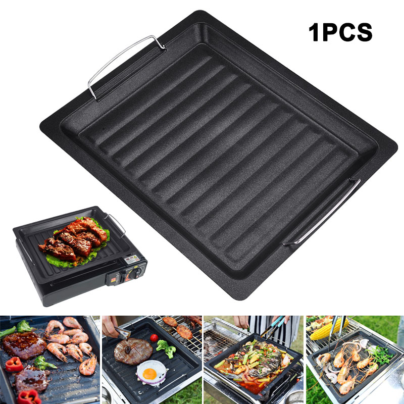 Camping Cooking Wok - Buiten dikke vierkante grillpan met twee