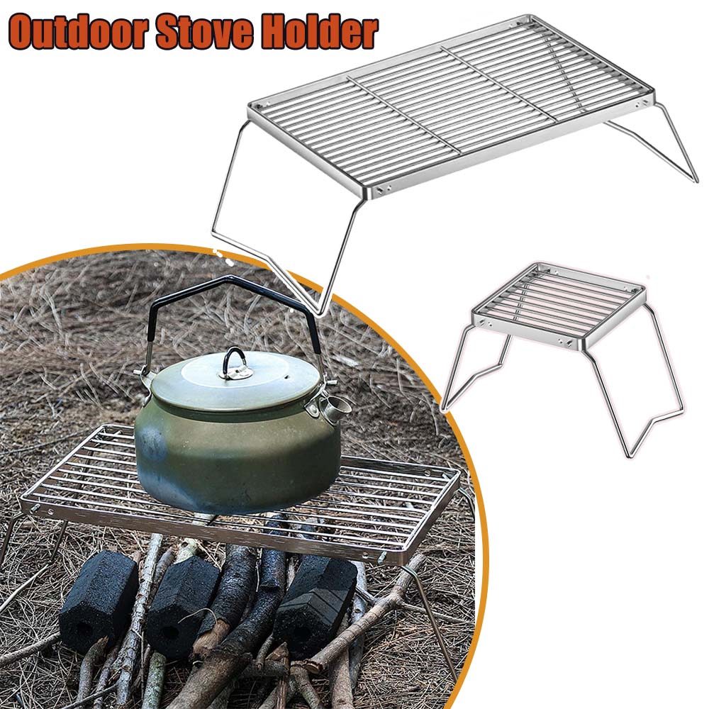 Camping Cooking Grate - Outdoor zomer lichtgewicht roestvrijstalen buitenkachelhouder Compact