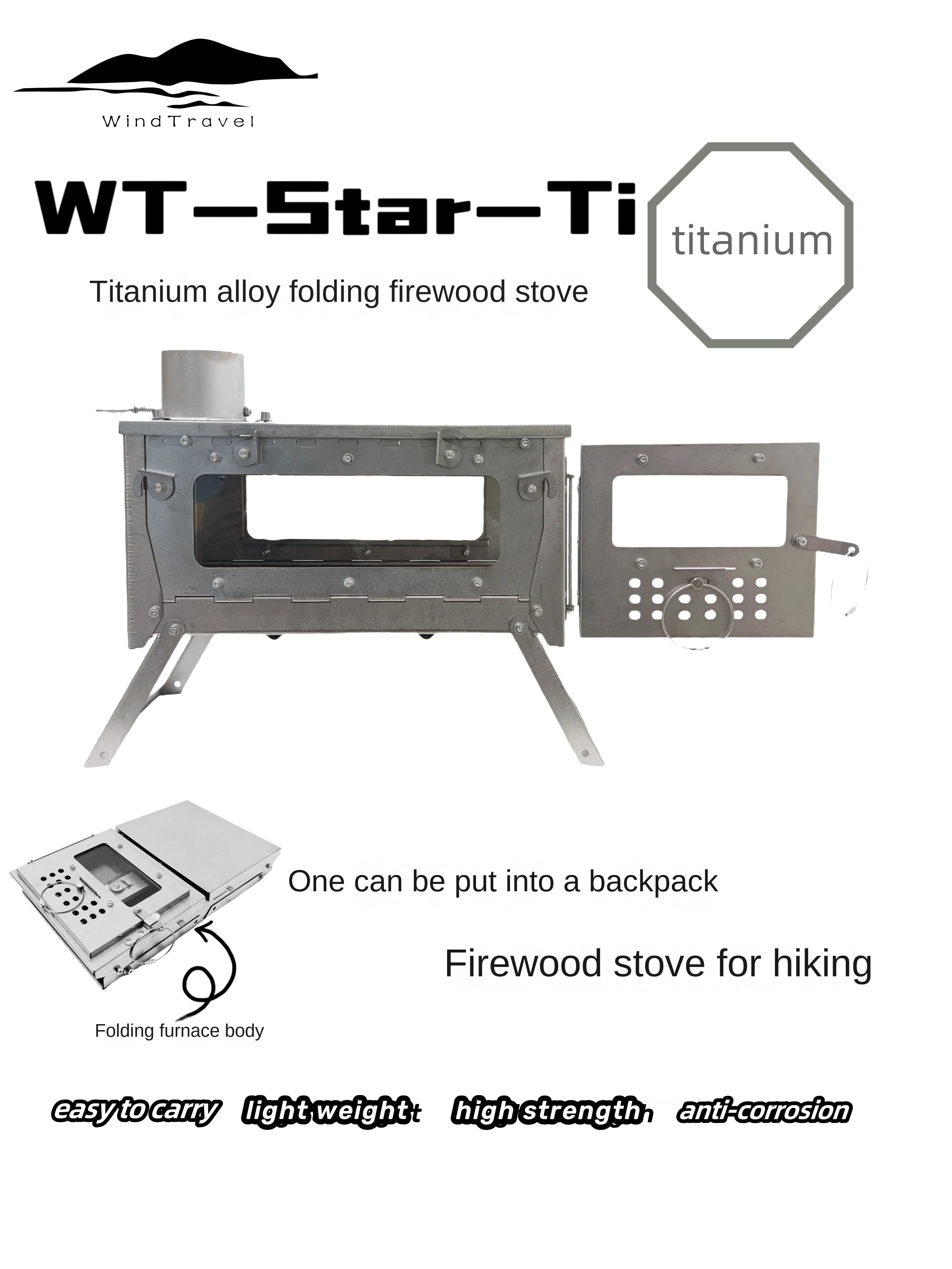 Cooking On Camping Stove - WT Star Ti Titaniumlegering Opvouwbare brandhoutkachel