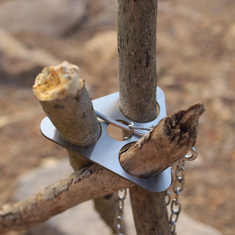 Camping Cooking Kettle - Roestvrijstalen campingstatief, draagbaar, afneembaar, hangrek voor
