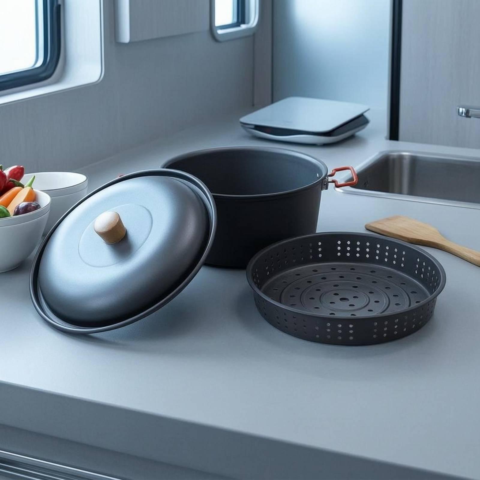Camping Cooking Vessel - Aluminiumlegering buitenkookvat, stoom- en kookpan voor