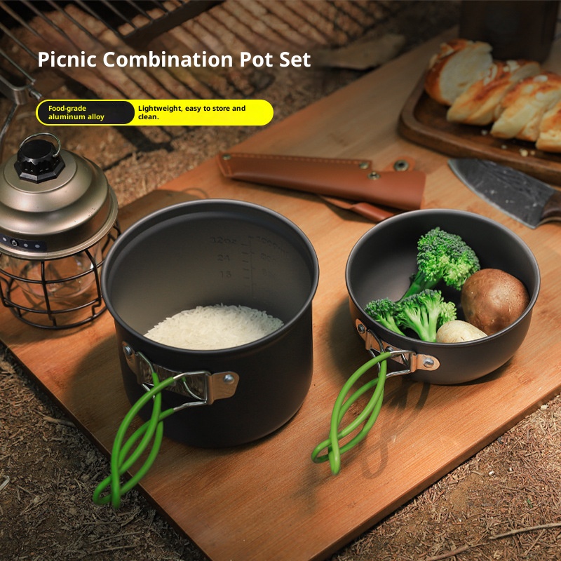 Camping Cooking Set Compact - Campingkookgereiset, ultralichte antiaanbakpannen, draagbare compacte outdoor