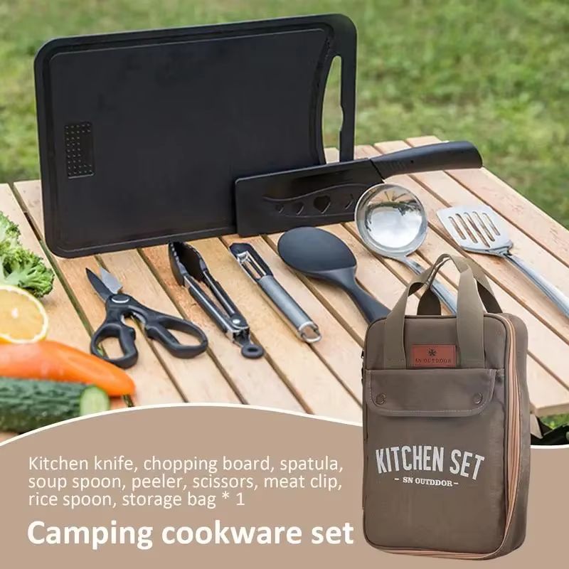 8-delige campingkeukenset met  - Camping Cooking Utensil Organizer recensie en prijs