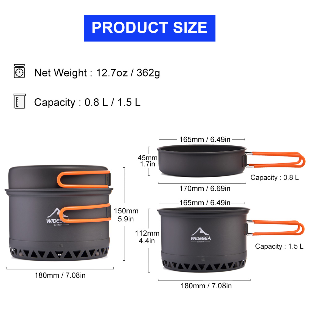 Widesea Camping Pot 1.3L 2.3L  - Camping Cooking And Dining Set recensie en prijs