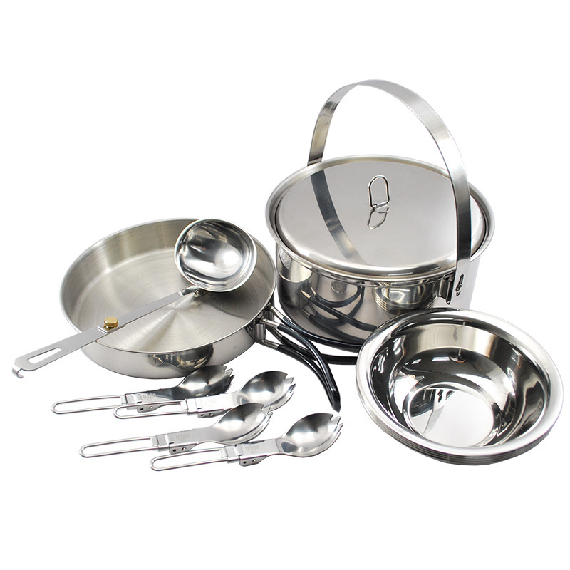 4P roestvrijstalen campingpann - Camping Outdoor Cooking Set recensie en prijs