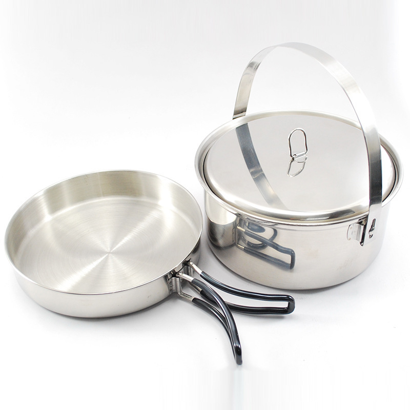 4P roestvrijstalen campingpann - Camping Outdoor Cooking Set recensie en prijs